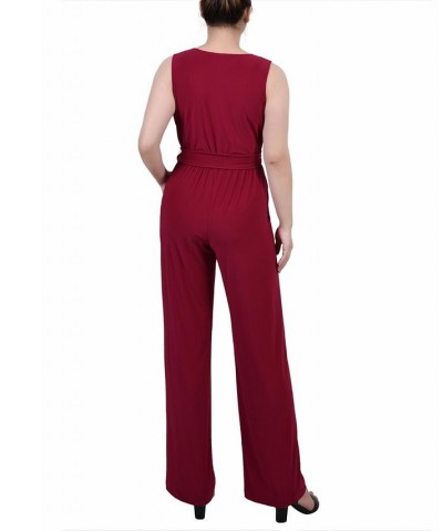 Women's Sleeveless Surplice Jumpsuit Red $18.92 Pants