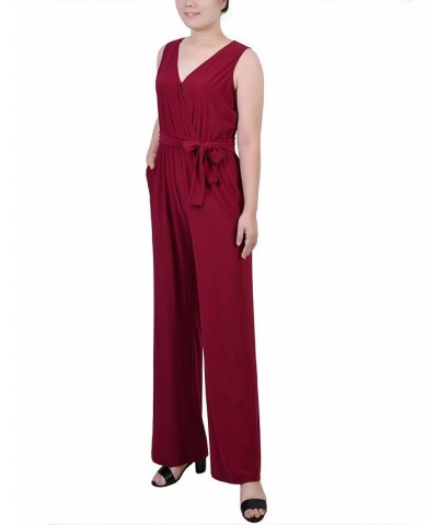 Women's Sleeveless Surplice Jumpsuit Red $18.92 Pants