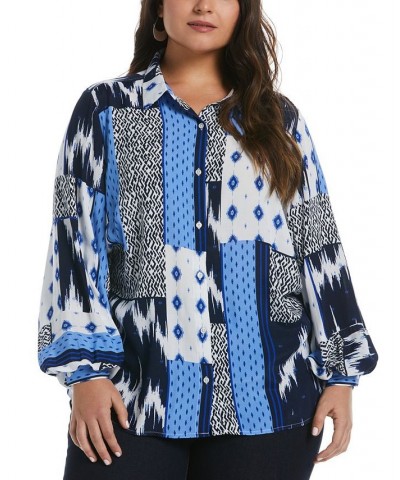 Plus Size Long Blouson Sleeve Blouse Dazzling Blue $50.14 Tops