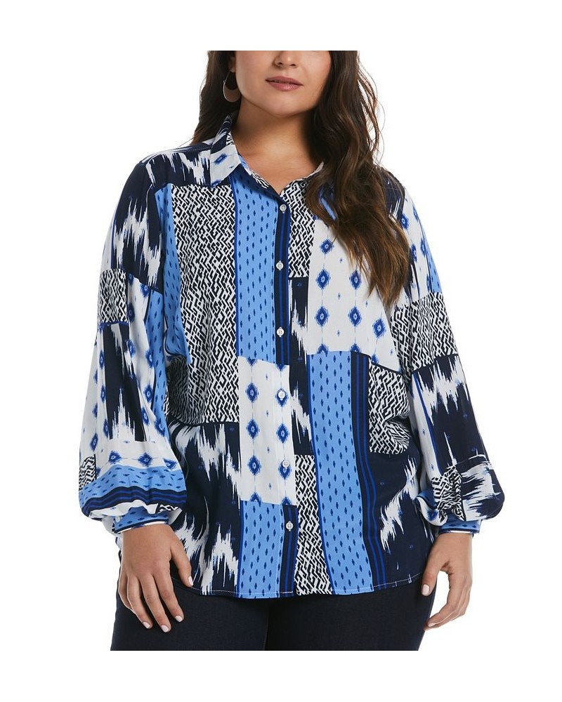 Plus Size Long Blouson Sleeve Blouse Dazzling Blue $50.14 Tops