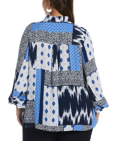 Plus Size Long Blouson Sleeve Blouse Dazzling Blue $50.14 Tops