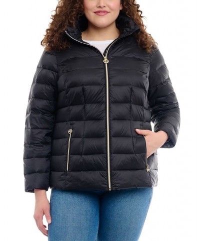 Women's Plus Size Hooded Packable Down Shine Puffer Coat Black $86.00 Coats