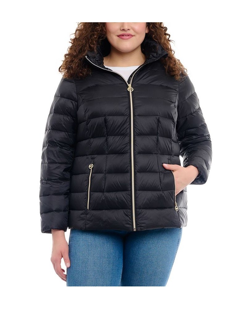 Women's Plus Size Hooded Packable Down Shine Puffer Coat Black $86.00 Coats