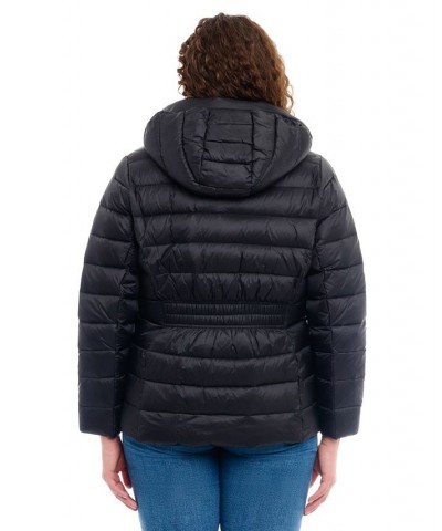 Women's Plus Size Hooded Packable Down Shine Puffer Coat Black $86.00 Coats