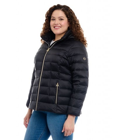 Women's Plus Size Hooded Packable Down Shine Puffer Coat Black $86.00 Coats