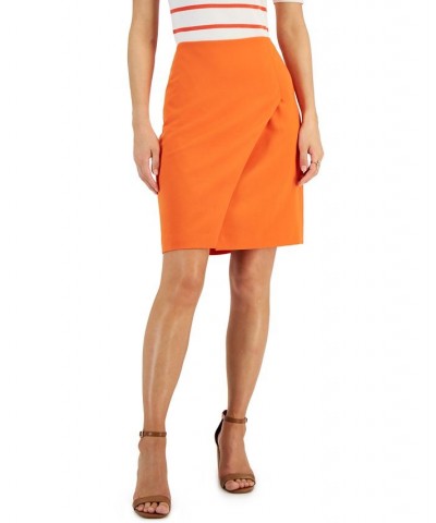 Women's Asymmetrical Faux-Wrap Pencil Skirt Clementine $48.06 Skirts