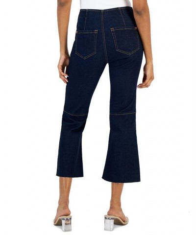 Women's High-Rise Pull-On Flared Cropped Jeans Dark Indigo $25.19 Jeans