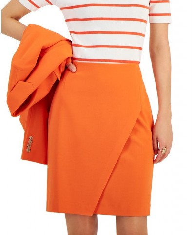 Women's Asymmetrical Faux-Wrap Pencil Skirt Clementine $48.06 Skirts