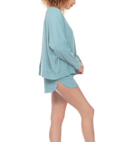 Women's Night Owl Rib Terry Cloth Lounge Set 2 Piece Galaxy $31.36 Sleepwear