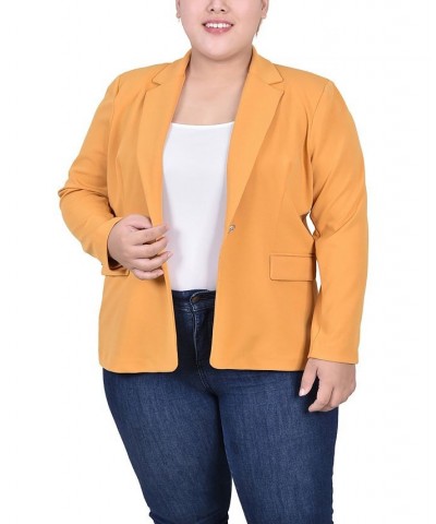 Plus Size Long Sleeve Scuba Crepe Jacket Gold $15.90 Jackets