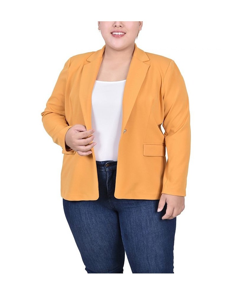 Plus Size Long Sleeve Scuba Crepe Jacket Gold $15.90 Jackets