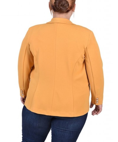 Plus Size Long Sleeve Scuba Crepe Jacket Gold $15.90 Jackets