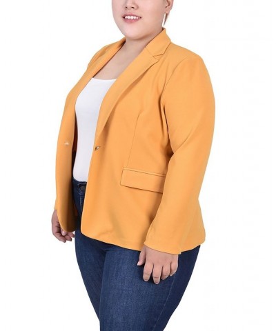 Plus Size Long Sleeve Scuba Crepe Jacket Gold $15.90 Jackets