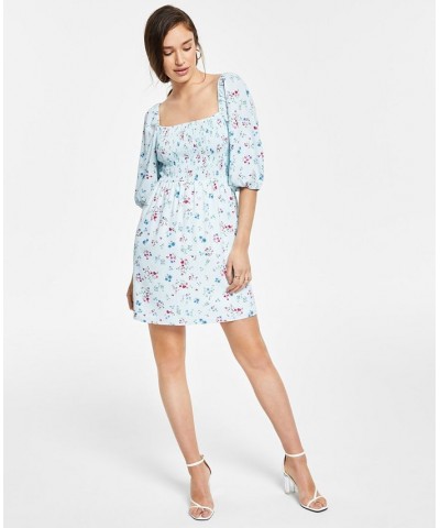 Printed Smocked Convertible Dress Aqua Light Floral $24.78 Dresses