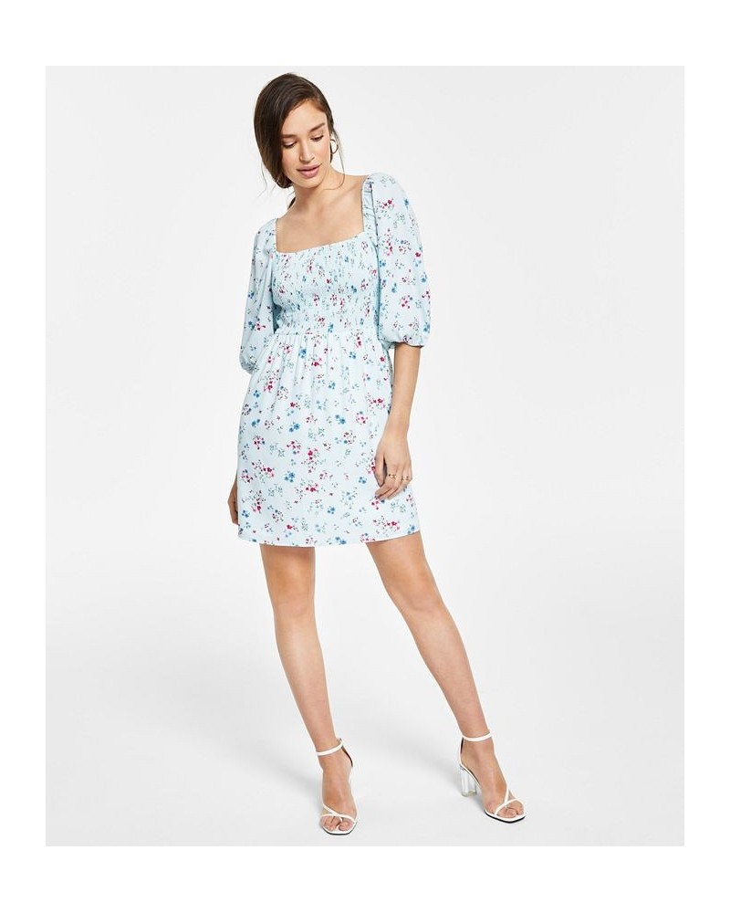 Printed Smocked Convertible Dress Aqua Light Floral $24.78 Dresses