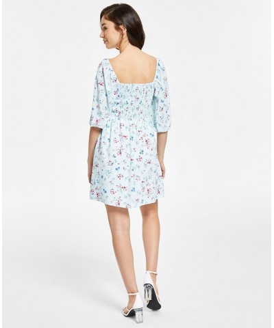 Printed Smocked Convertible Dress Aqua Light Floral $24.78 Dresses