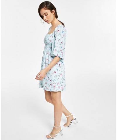 Printed Smocked Convertible Dress Aqua Light Floral $24.78 Dresses