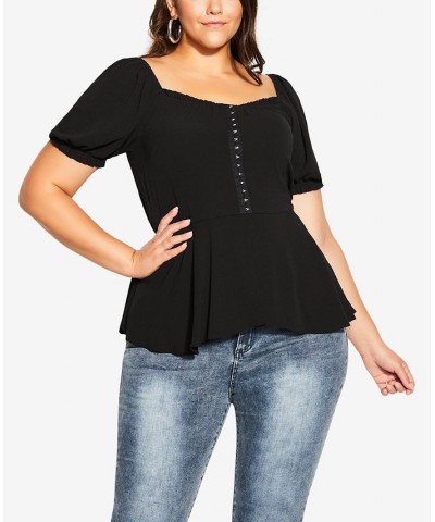 Trendy Plus Size Quirky Top Black $28.80 Tops