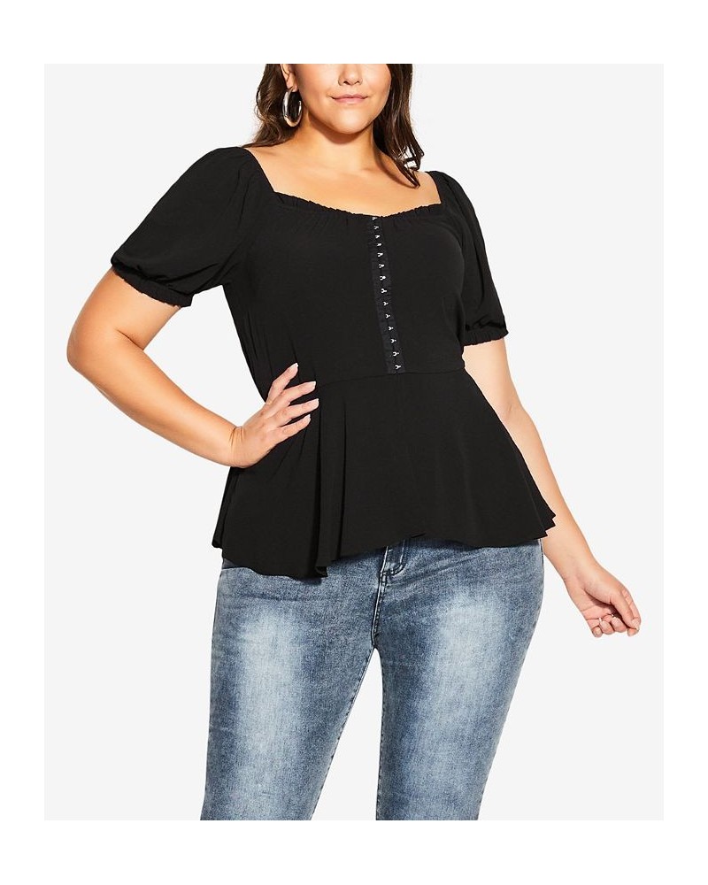 Trendy Plus Size Quirky Top Black $28.80 Tops