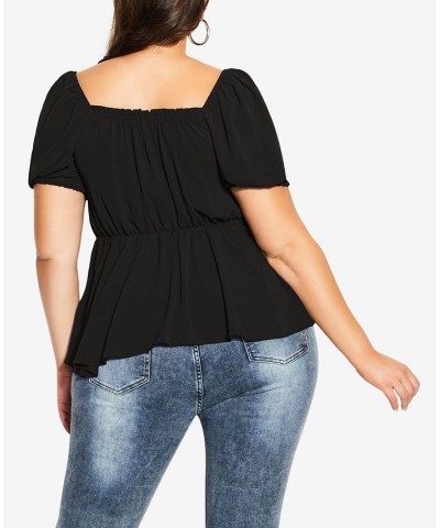 Trendy Plus Size Quirky Top Black $28.80 Tops