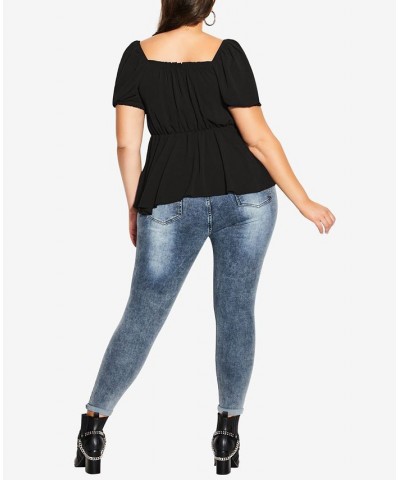 Trendy Plus Size Quirky Top Black $28.80 Tops