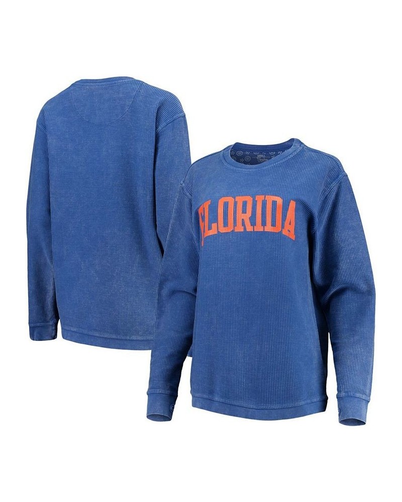 Women's Royal Florida Gators Comfy Cord Vintage-Like Wash Basic Arch Pullover Sweatshirt Royal $43.99 Sweatshirts