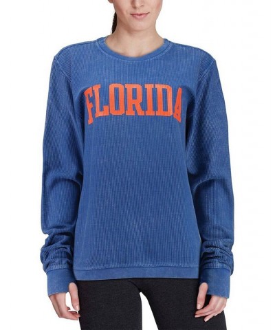 Women's Royal Florida Gators Comfy Cord Vintage-Like Wash Basic Arch Pullover Sweatshirt Royal $43.99 Sweatshirts