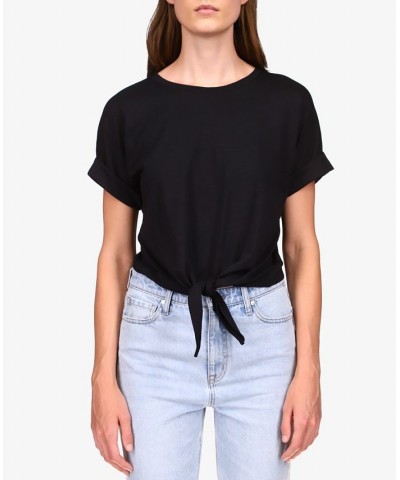 All Day Tie-Hem Cuffed T-Shirt Black $33.04 Tops