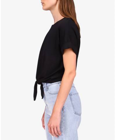 All Day Tie-Hem Cuffed T-Shirt Black $33.04 Tops