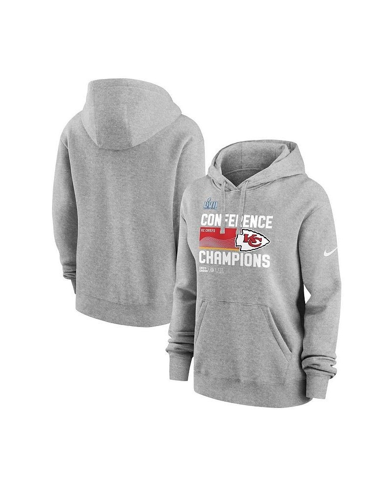 Women's Heather Gray Kansas City Chiefs 2022 AFC Champions Locker Room Trophy Collection Pullover Hoodie Heather Gray $37.80 ...