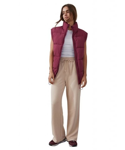 Women's Recycled Mother Puffer Vest Jacket Red Plum $37.09 Jackets