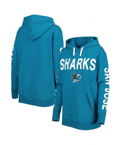 Women's Teal San Jose Sharks Extra Inning Pullover Hoodie Teal $31.10 Sweatshirts