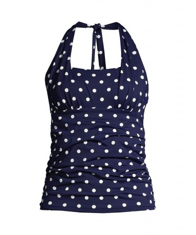 Women's Long Square Neck Halter Tankini Swimsuit Top Blue $51.12 Swimsuits