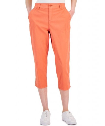 Women's Mid Rise Comfort Waist Capri Pants Orange $17.85 Pants