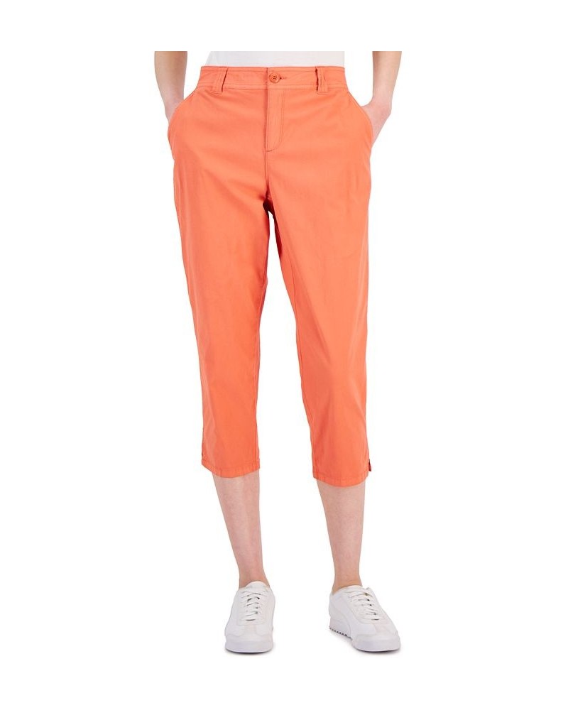 Women's Mid Rise Comfort Waist Capri Pants Orange $17.85 Pants