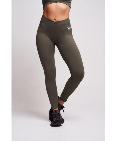 Women's Evlan Recycled Rib Criss Cross Legging - PETROL Green $28.60 Pants