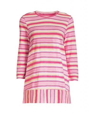 Women's Plus Size 3/4 Sleeve Slub Jersey Swing Tunic Crisp peach multi stripe $26.48 Tops