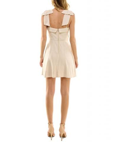 Juniors' Tie-Shoulder Sleeveless Fit & Flare Dress Tan/Beige $27.73 Dresses