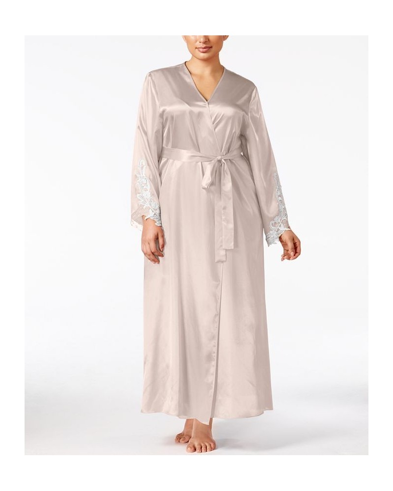 Plus Size Satin Stella Robe Tan/Beige $20.83 Sleepwear