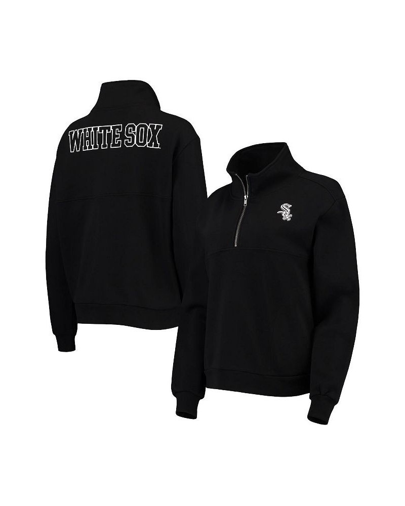 Women's Black Chicago White Sox Two-Hit Quarter-Zip Pullover Top Black $61.44 Tops