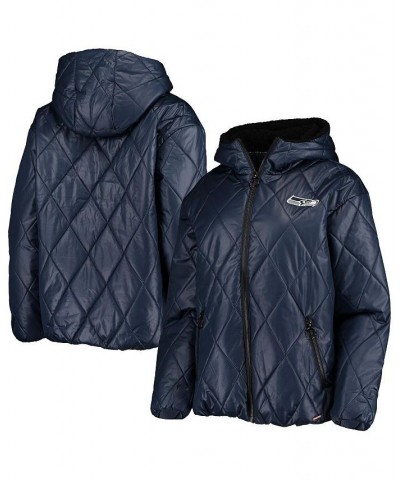 Women's College Navy Seattle Seahawks Charlotte Full-Zip Hoodie Puffer Jacket Navy $59.40 Jackets