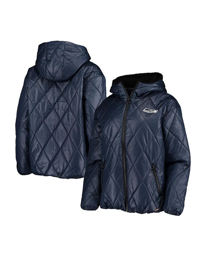 Women's College Navy Seattle Seahawks Charlotte Full-Zip Hoodie Puffer Jacket Navy $59.40 Jackets