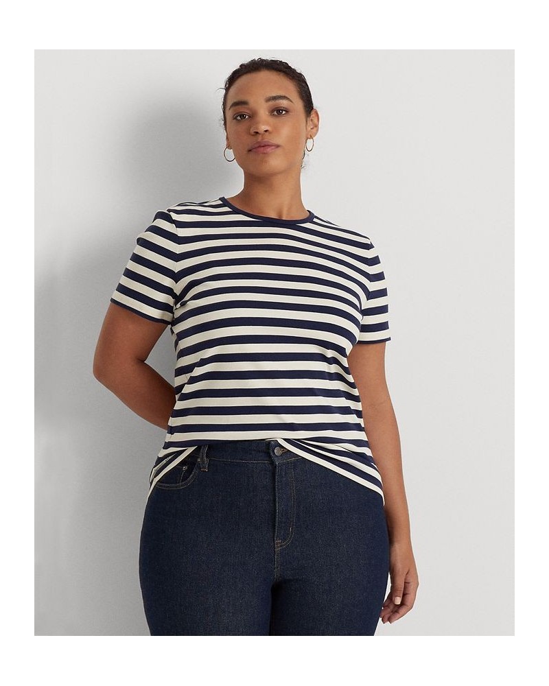 Plus Size Striped Crewneck Top French Navy/mascarpone Cream $58.90 Tops