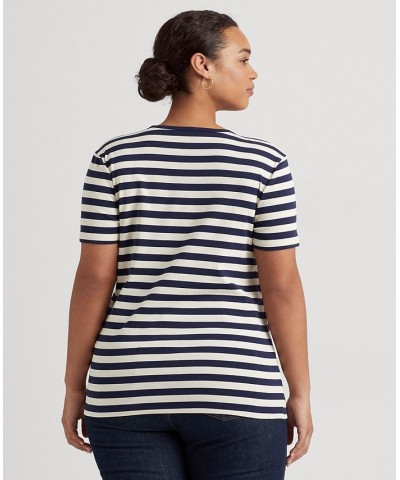 Plus Size Striped Crewneck Top French Navy/mascarpone Cream $58.90 Tops