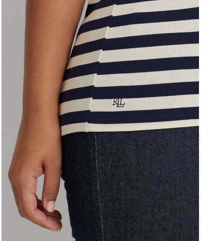 Plus Size Striped Crewneck Top French Navy/mascarpone Cream $58.90 Tops