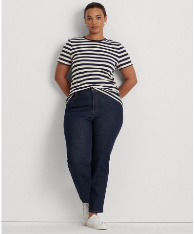 Plus Size Striped Crewneck Top French Navy/mascarpone Cream $58.90 Tops