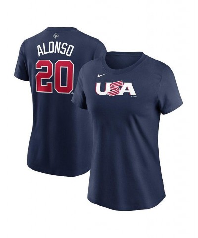 Women's Pete Alonso Navy USA Baseball 2023 World Baseball Classic Name and Number T-shirt Navy $28.99 Tops