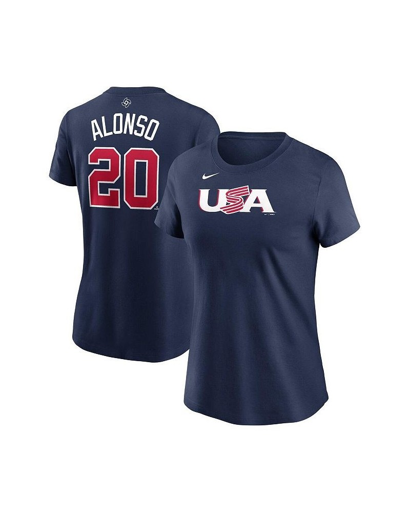 Women's Pete Alonso Navy USA Baseball 2023 World Baseball Classic Name and Number T-shirt Navy $28.99 Tops