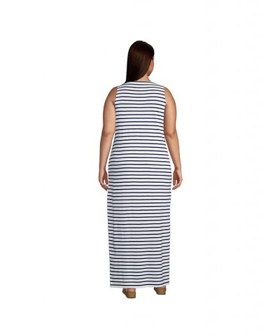 Women's Plus Size Cotton Jersey Sleeveless Swim Cover-up Maxi Dress Navy/emerald palm foliage $29.98 Swimsuits