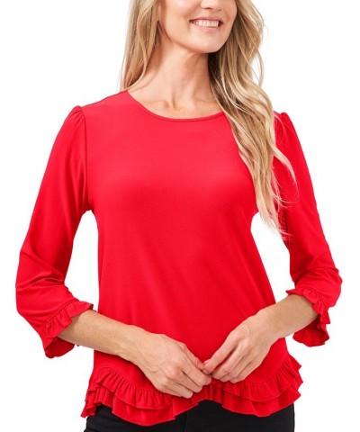 Ruffle-Hem Top Red $24.16 Tops